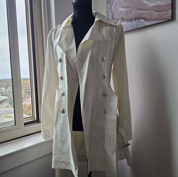 White Belted Trench Coat - Picture 2 of 3